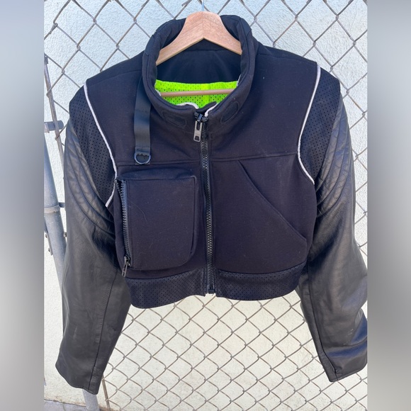 Cyberpunk Custom Crop Motorcycle Jacket - Picture 3 of 7